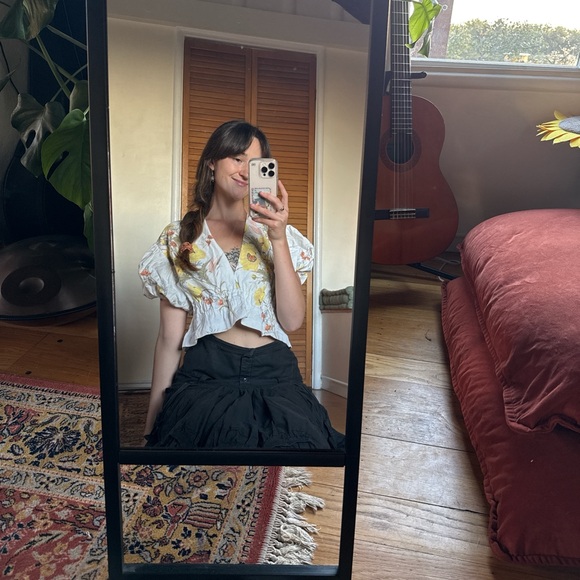 Psychic Outlaw - handmade graham short sleeve tablecloth top - women’s size S - Picture 2 of 5